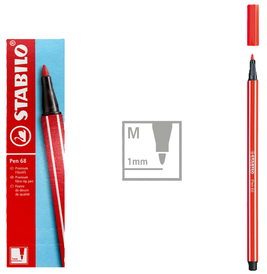 Pennarelli Stabilo pen 68 M rosso chiaro confezione da 10