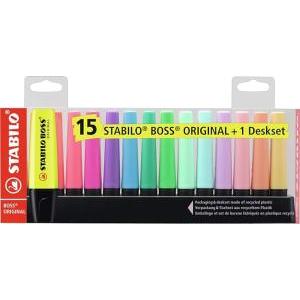 Evidenziatore  boss desk set 15 colori 9 neon 6 pastello