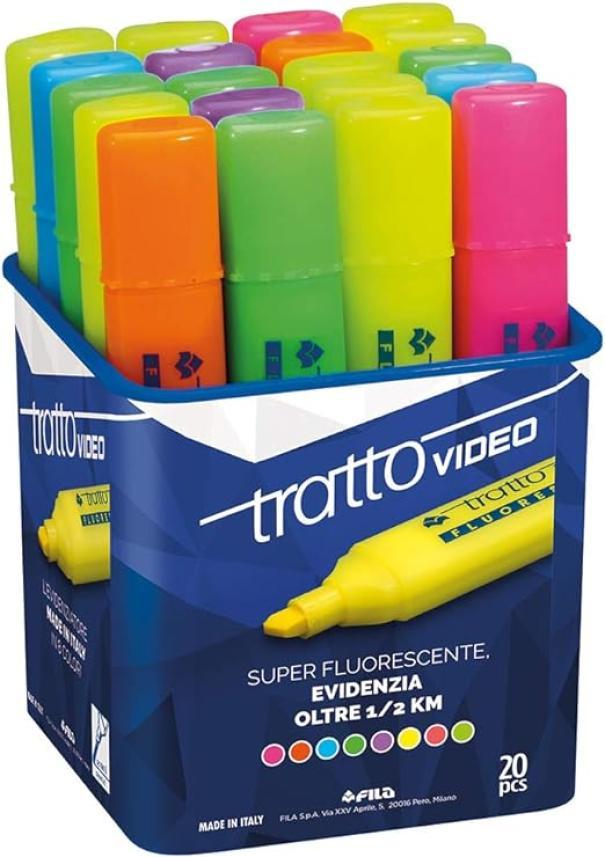 Evidenziatori Tratto video fluo p.scalpello confezione da 20