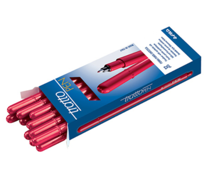 Penna Tratto pen metal rosso carminio confezione da 12