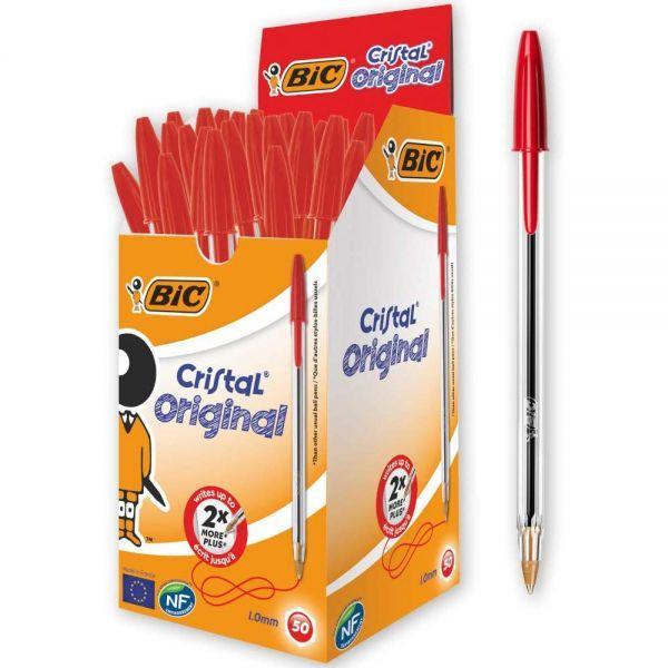 Penna Bic Cristal medium 1.0mm rosso confezione da 50