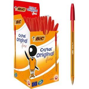 Penna  cristal fine 0.8mm rosso confezione da 50