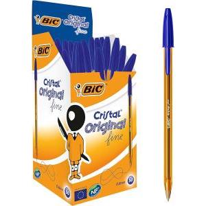 ﻿﻿penna  cristal fine 0.8mm blu confezione da 50