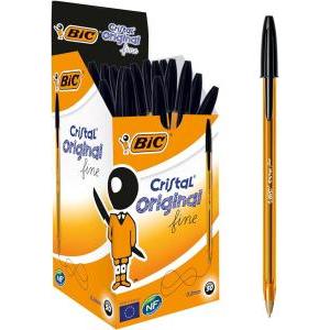 Penna  cristal fine 0.8mm nero confezione da 50