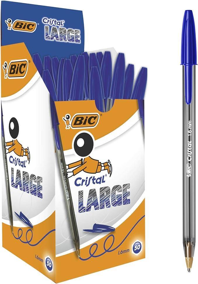 Penna Bic Cristal large 1.6mn blu confezione da 50