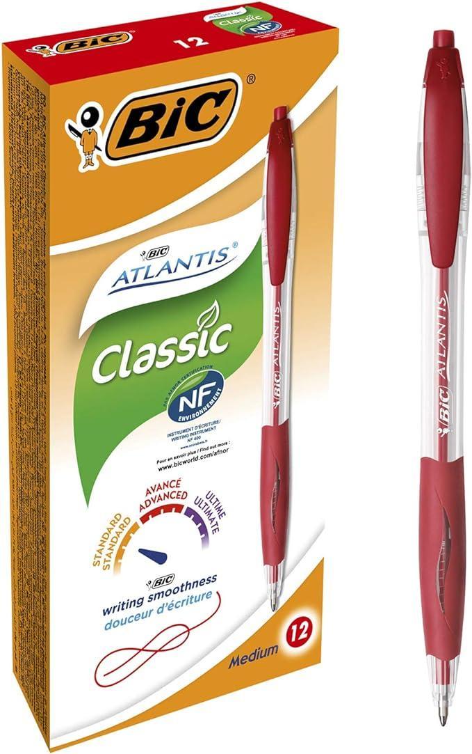 Penna a sfera Bic Atlantis rosso 1.0mm confezione da 12