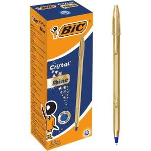 Penna a sfera  cristal shine gold 1mm blu confezione da 20