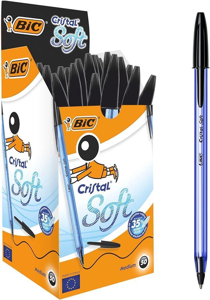 Penna Bic Cristal Soft 1.2mm nero confezione da 50