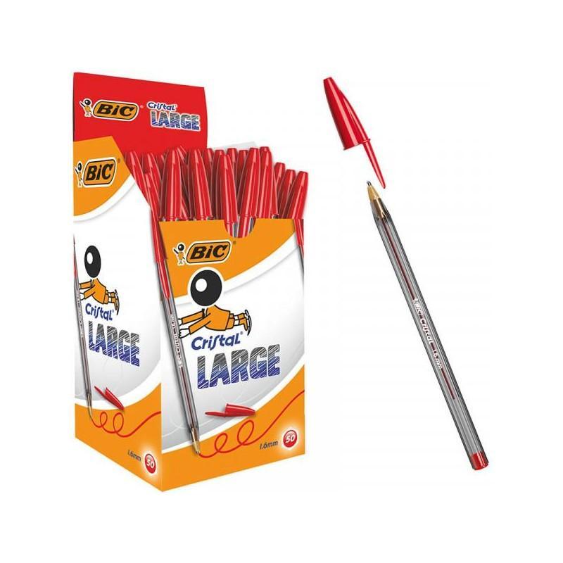 Penna Bic Cristal large 1.6mm rosso confezione da 50