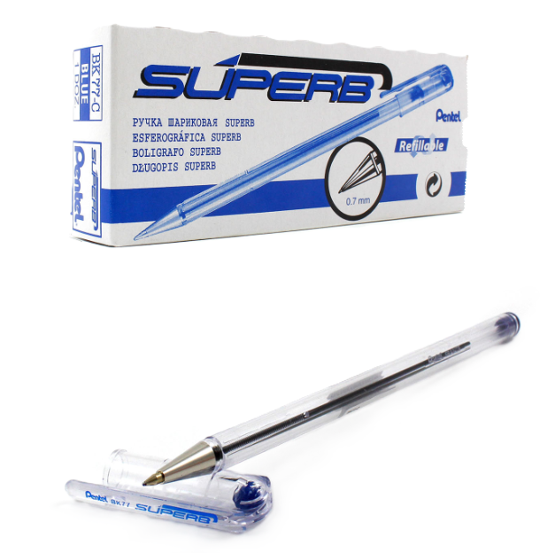 Penna a sfera Pentel superb 0.7mm blu confezione da 12