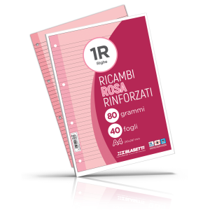 Ricambi rinforzati rosa confezione da 40 fogli a4 rigatura 1r