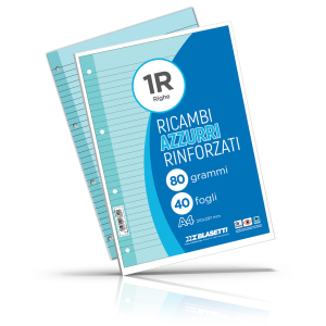 Ricambi rinforzati azzurro confezione da 40 fogli a4 rigatura 1r