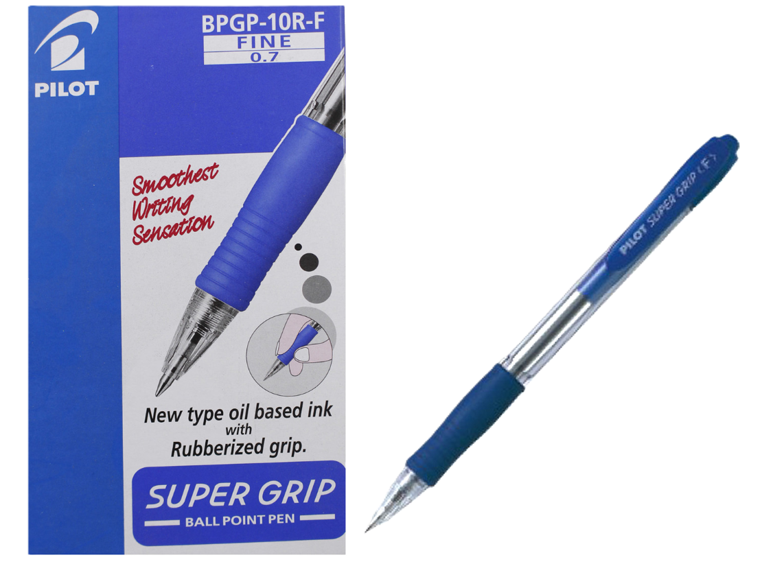 Penna a sfera Pilot super grip 0.7mm blu confezione da 12