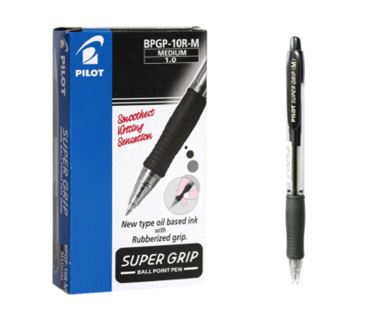 Penna a sfera Pilot super grip 1.0mm nera confezione da 12