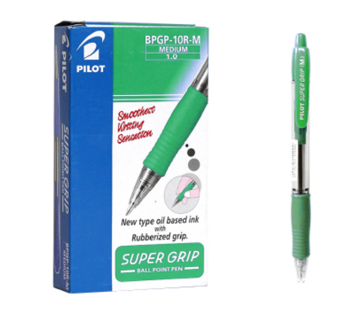 Penna a sfera Pilot super grip M verde confezione da 12