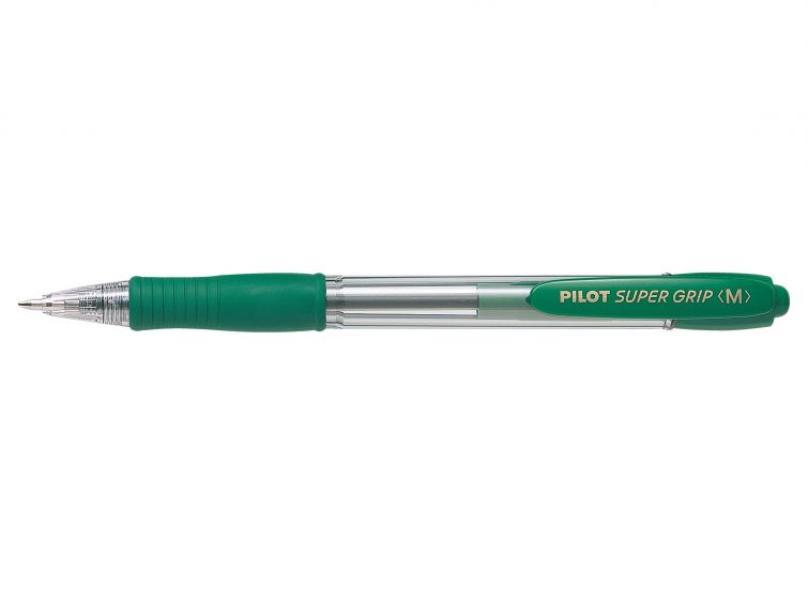 Penna a sfera Pilot super grip M verde confezione da 12