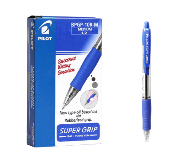 Penna a sfera Pilot super grip M blu confezione da 12