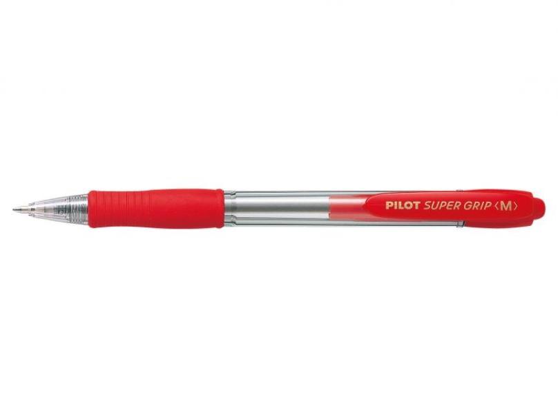 Penna a sfera Pilot super grip M rossa confezione da 12