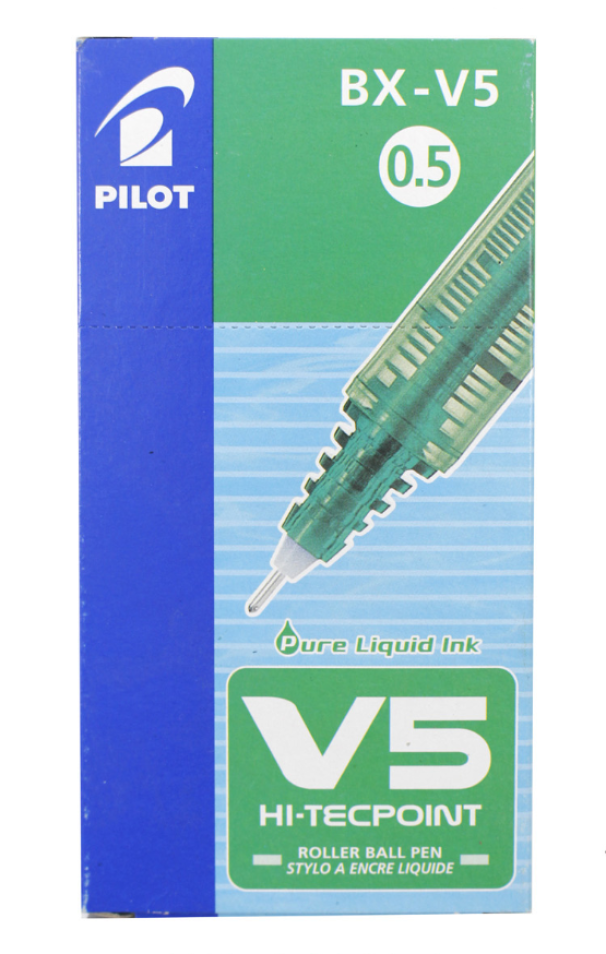 Penna roller Pilot V5 verde confezione da 12