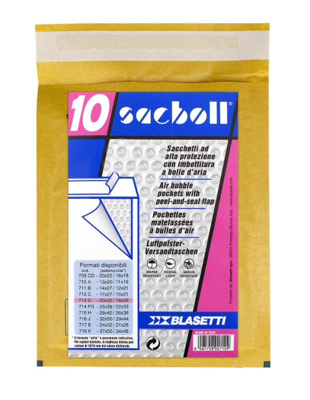 Sacchetti Sacboll imbottiti f.to 20x32 / 18x26 confezione da 10