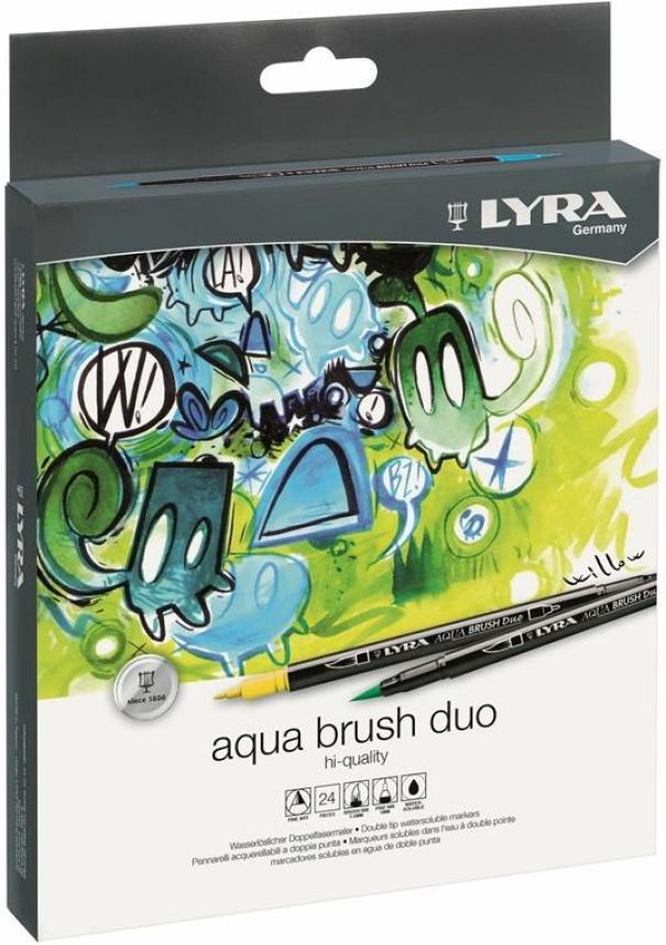 Pennarelli Lyra aqua brush duo confezione da 24