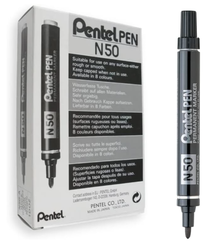 Pennarello indelebile Pentel pen50 nero confezione da 12