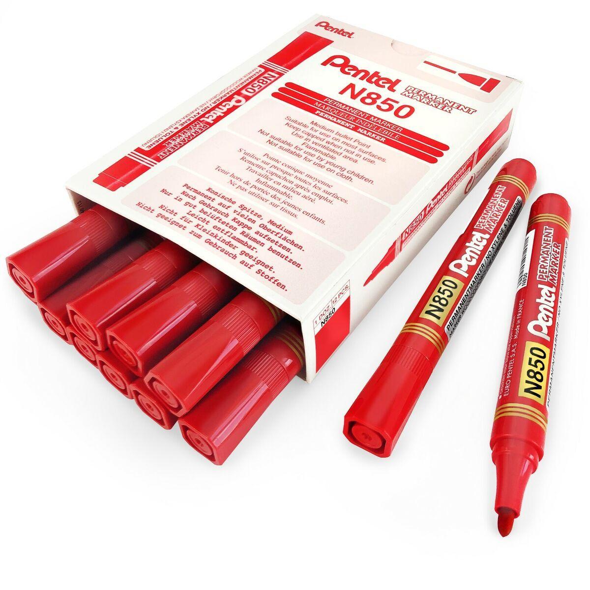 Pennarello Pentel marker rosso n850 confezione da 12