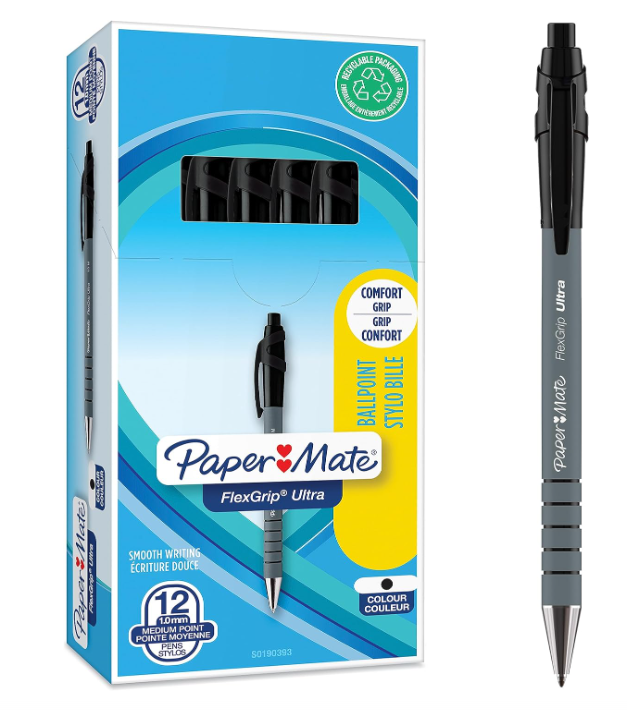 Penna Paper Mate flexgrip ultra nero 1.0mm confezione da 12