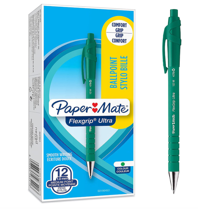 Penna Paper Mate flexgrip ultra verde 1.0mm confezione da 12