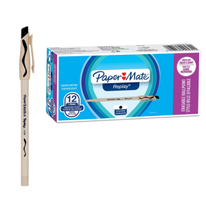 Penna cancellabile paper mate replay nero confezione da 12