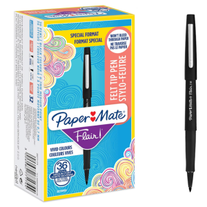 Penna paper mate flair nylon 0.7mm nero confezione da 12