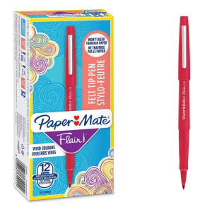 Penna paper mate flair nylon 0.7mm rosso confezione da 12