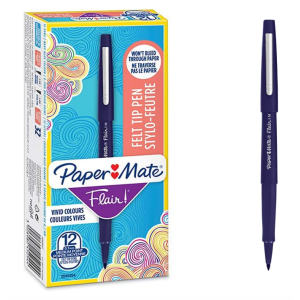 Penna paper mate flair nylon 0.7mm blu confezione da 12