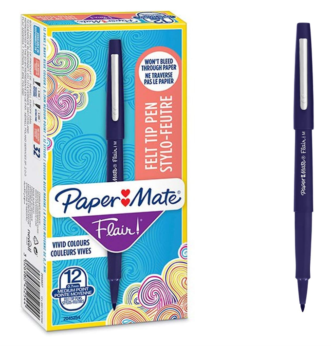 Penna Paper Mate flair nylon 0.7mm blu confezione da 12