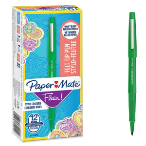 Penna paper mate flair nylon 0.7mm verde confezione da 12