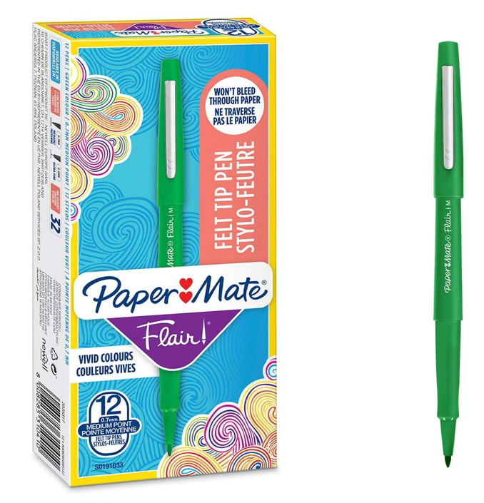 Penna Paper Mate flair nylon 0.7mm verde confezione da 12