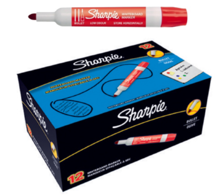 Pennarelli Sharpie whiteboard rosso confezione da 12