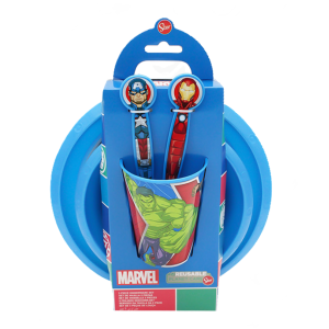 Set pranzo marvel avengers plastica riutilizzabile 5 pezzi