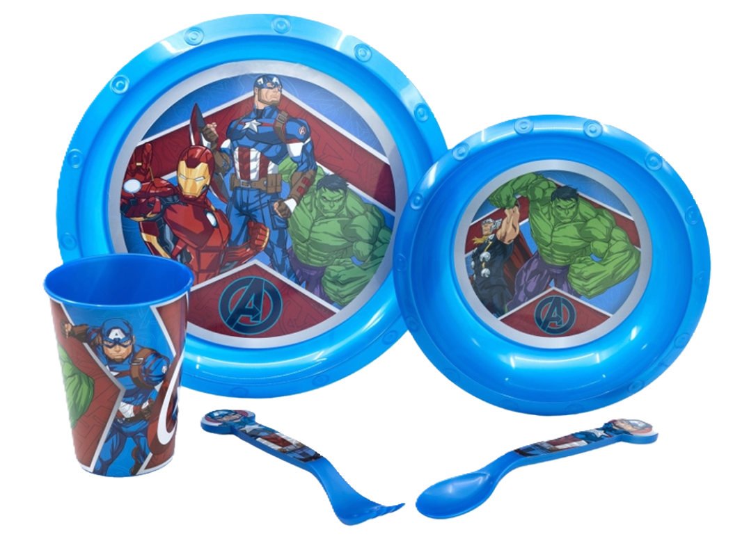 Set pranzo Marvel Avengers plastica riutilizzabile 5 pezzi