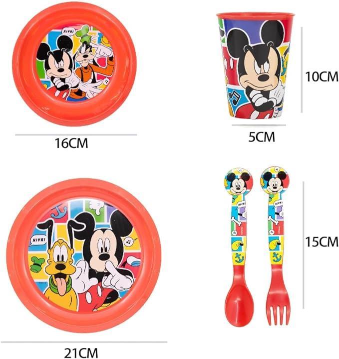 Set pranzo Mickey Mouse plastica riutilizzabile 5 pezzi