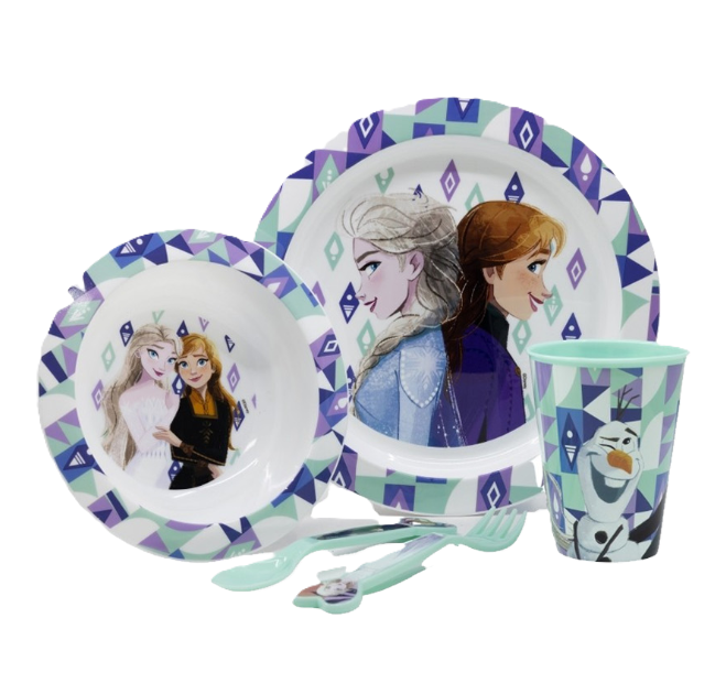 Set pranzo Frozen plastica riutilizzabile 5 pezzi