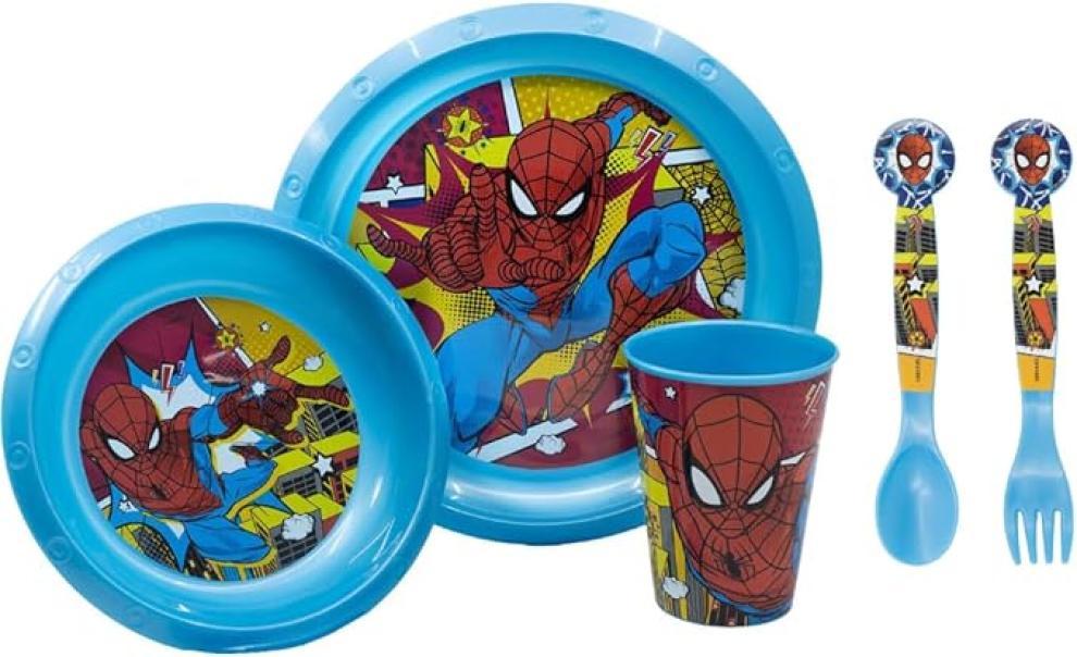 Set pranzo Marvel Spiderman plastica riutilizzabile 5 pezzi