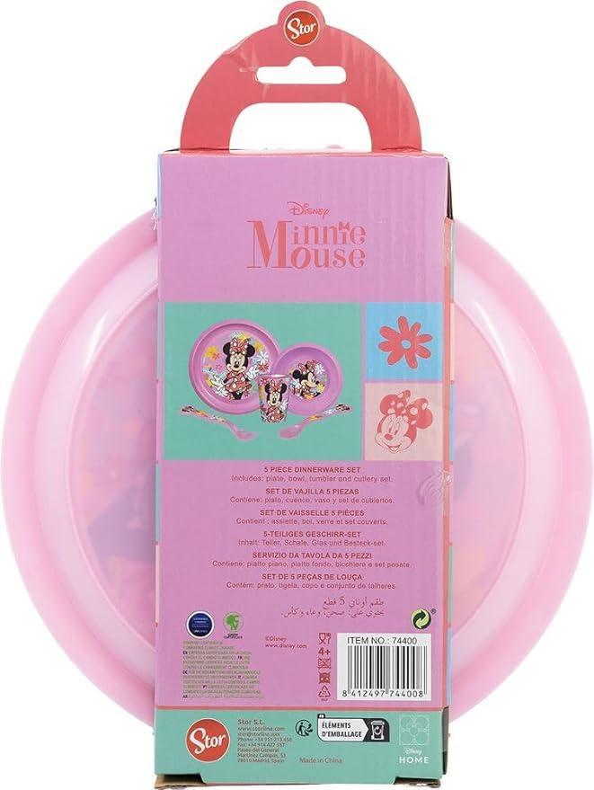 Set pranzo Minnie Mouse plastica riutilizzabile 5 pezzi