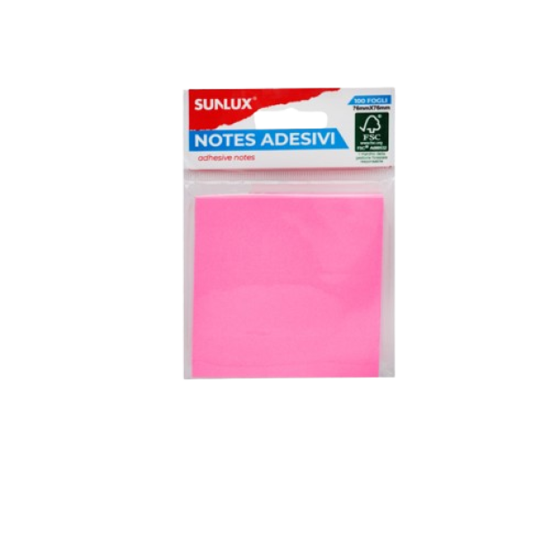 Fogliettini adesivi appunti Fucsia 7,6cm x 7,6cm blocchetto da 100 fogli