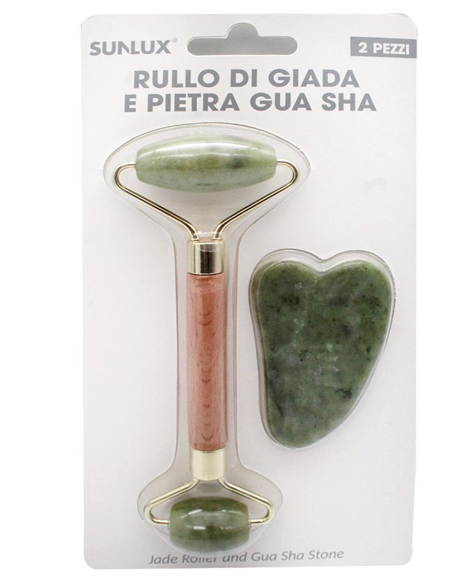 Rullo di giada e pietra Gua Sha verde