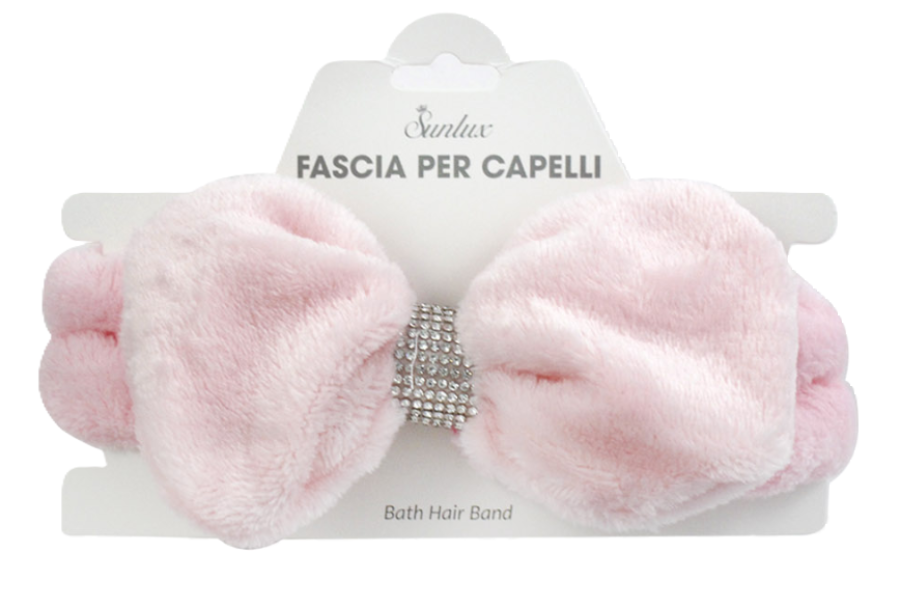 Fascia per capelli con strass rosa