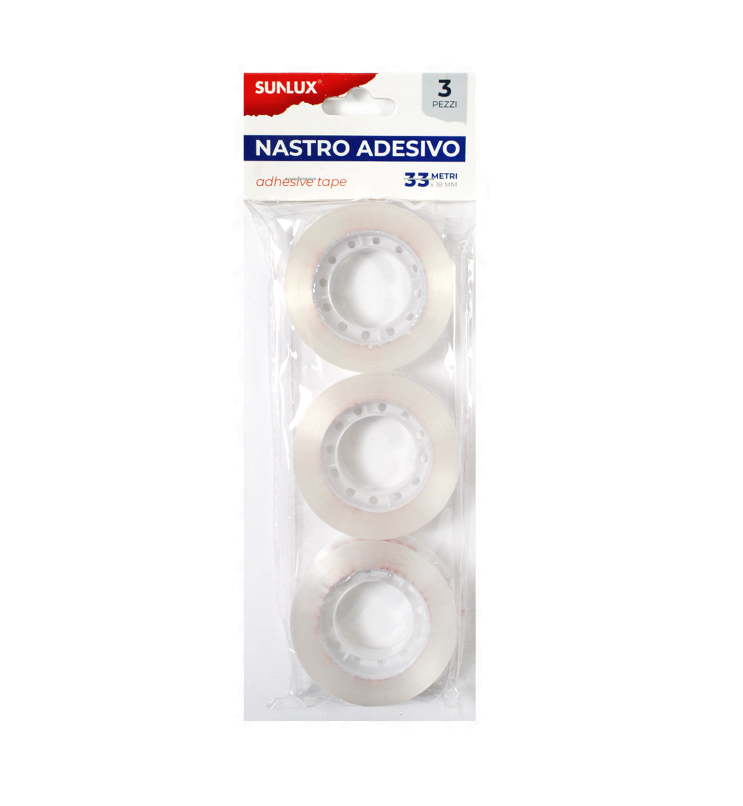 Nastro adesivo trasparente Sunlux 33metri x18mm confezione 3 pezzi