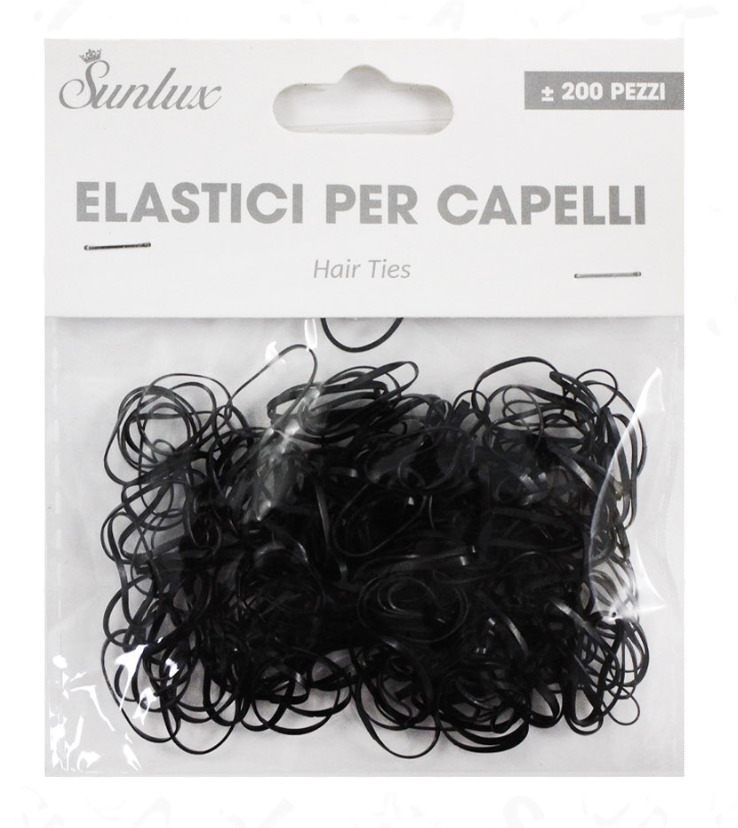 Elastici per capelli Sunlux neri confezione da 200