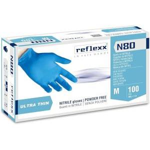 Guanti in nitrile blu  n80 senza polvere no lattice taglia m da 100 pz