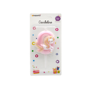 Candelina unicorn n.0 colore rosa 11cm